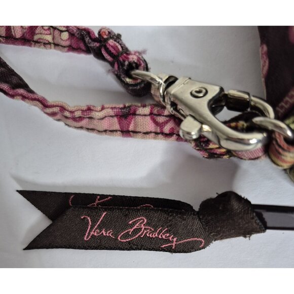 Vera Bradley "Mod Floral Pink" wristlet in a brown quilted cotton fabric - Picture 4 of 7